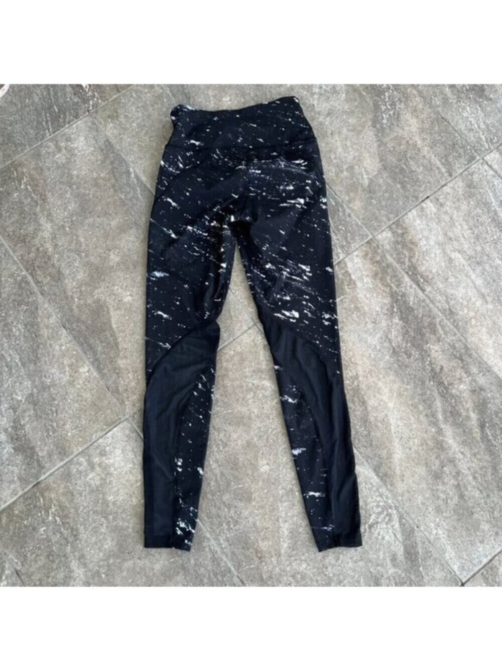 Varley Windsor Tights Leggings Size XS Black Marble Mesh Panels - Picture 2 of 10